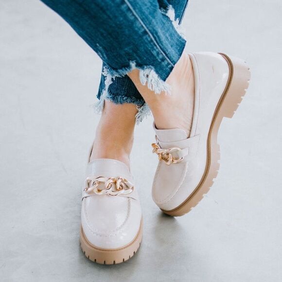 Soda Patent Leather Nude platform loafers Size 9 B44 - Picture 3 of 12